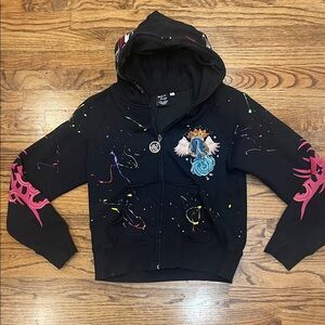 Rare black, detailed hoodie for little girls by sour cream size large